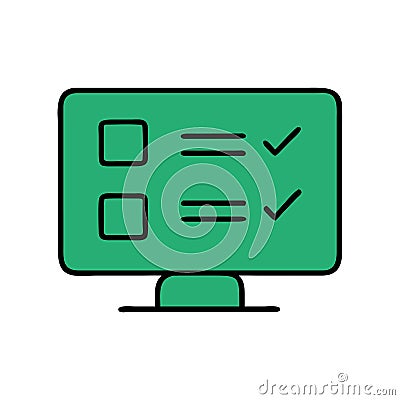 Vector Illustration Computer Screen with Checklist for Productivity and Task Management Cartoon Illustration