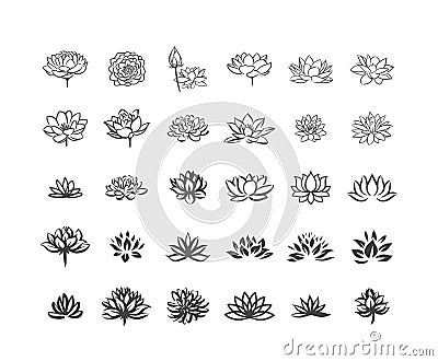 Vector illustration concept of Abstract vector lotus flower symbol icon on white background Vector Illustration