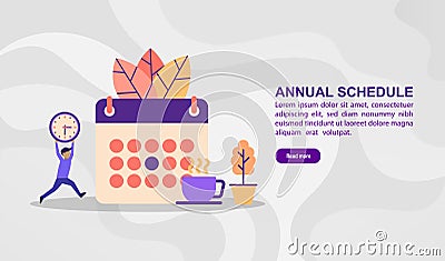 Vector illustration concept of annual schedule. Modern illustration conceptual for banner, flyer, promotion, marketing material, Cartoon Illustration