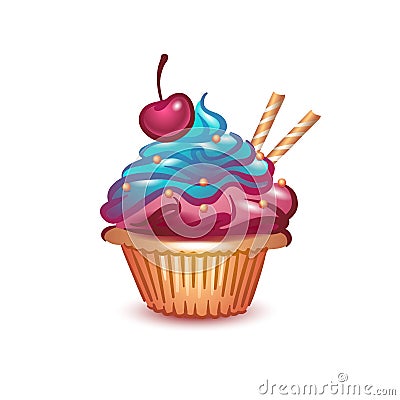 Vector illustration concept of colorful Graphic Cupcake icon on white background Vector Illustration