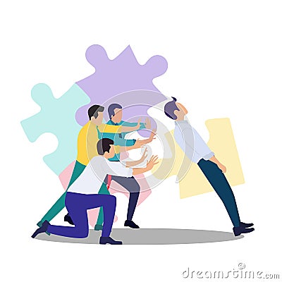 Vector illustration of the concept of confidence in your team among businessmen.Support for a falling person. Vector Illustration