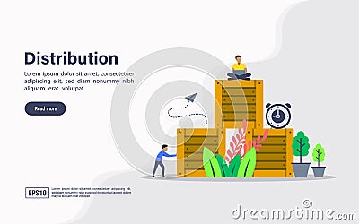 Vector illustration concept of distribution. Modern illustration conceptual for banner, flyer, promotion, marketing material, Vector Illustration