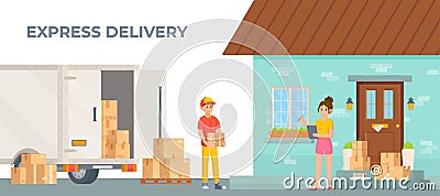 Vector illustration of the concept of express delivery. Vector Illustration