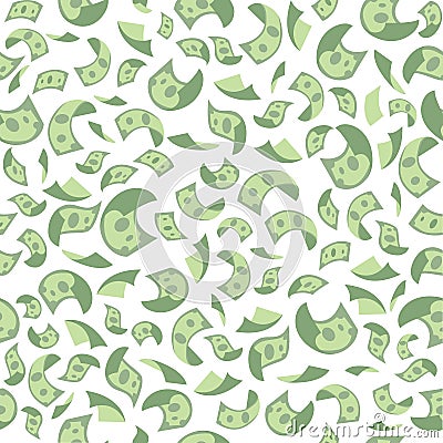 Vector illustration concept of flying money pattern. Seamless background Vector Illustration