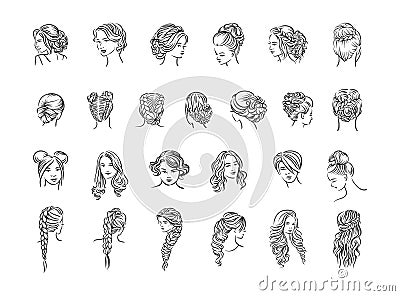 Vector illustration concept of hairstyle icon. Black on white background Vector Illustration