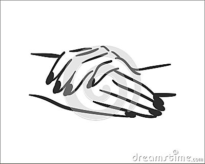 Vector illustration concept of hands with manicure icon. Black on white background Vector Illustration