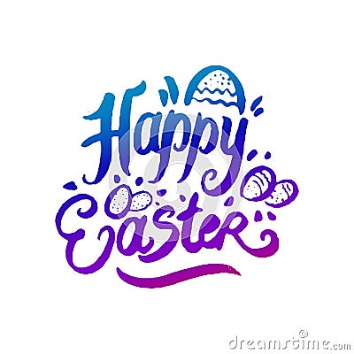 Vector illustration concept of Happy Easter lettering phrase icon. Vector Illustration