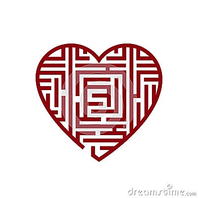 Vector illustration concept of Heart labyrinth Maze. Icon on white background Vector Illustration