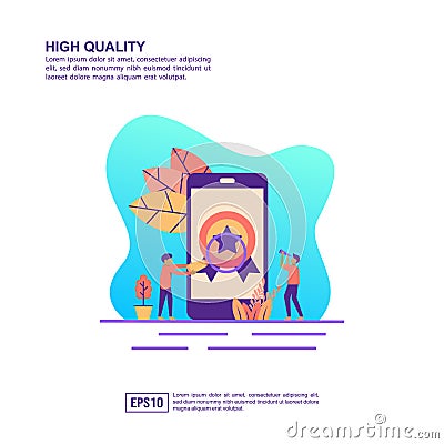 Vector illustration concept of high quality. Modern illustration conceptual for banner, flyer, promotion, marketing material, Cartoon Illustration