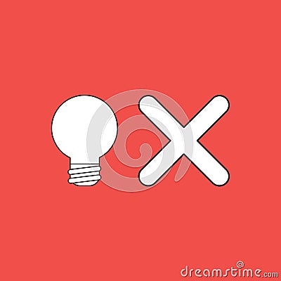 Vector illustration concept of light bulb with x mark symbol Vector Illustration