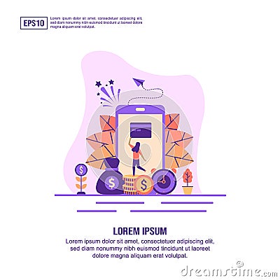 Vector illustration concept of mobile banking. Modern illustration conceptual for banner, flyer, promotion, marketing material, Vector Illustration