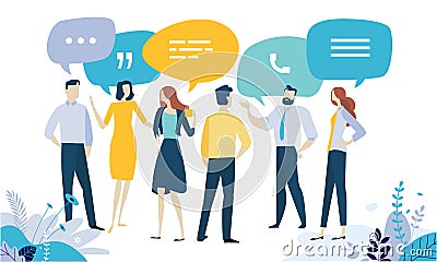 Vector illustration concept of testimonial, social media, networking, business communication, forum, product review Vector Illustration