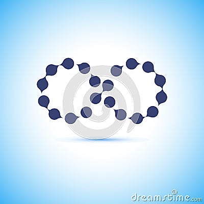 Vector illustration concept of water eternity logo. Black on white and blue background Vector Illustration