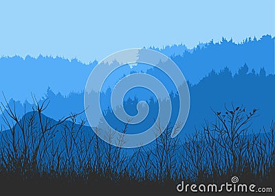 Vector illustration of a coniferous forest panorama Vector Illustration