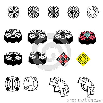 Vector illustration consisting of four logos depicting master web Cartoon Illustration