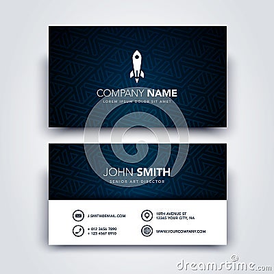 Vector Illustration Modern Creative Dark and Clean Business Card Template - Front and Backside Vector Illustration