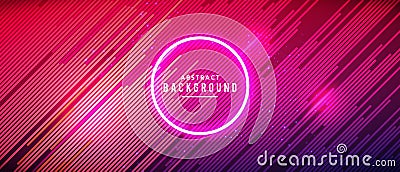 Vector illustration neon glowing techno lines, hi-tech futuristic abstract background template with red lines Vector Illustration