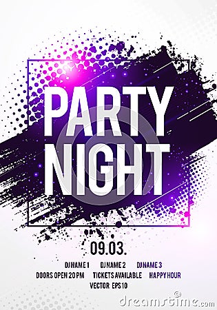 Vector Illustration night dance party music poster template. Electro style concert disco club party event flyer invitation Vector Illustration