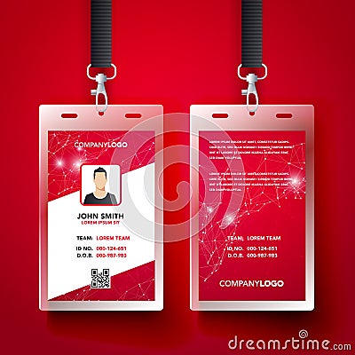 Vector Illustration Red Corporate ID Card Design Template Set Vector Illustration