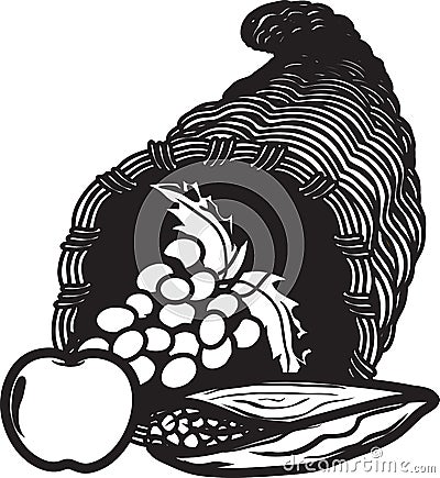 Black and White Cornucopia icon Vector Illustration