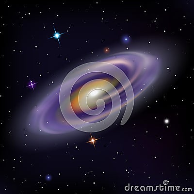 Vector illustration of Cosmic Galaxy and bright shining stars on night sky Vector Illustration