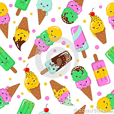 Vector illustration of a couple cartoon funny ice creams Vector Illustration