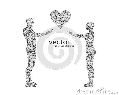 Vector illustration of couple with heart. Vector Illustration