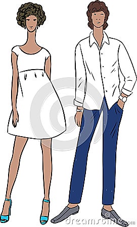 Vector illustration of couple young elegant people Vector Illustration