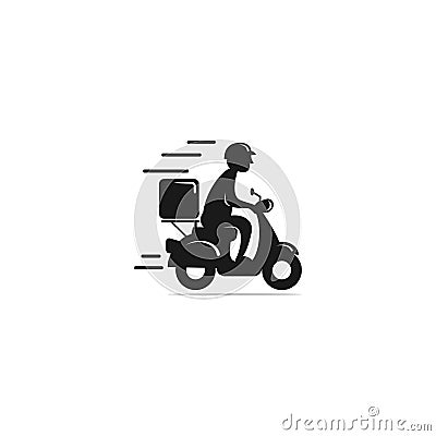 Vector illustration of a courier delivery riding a scooter,delivery logo,shipping, silhouette riding,symbol template Vector Illustration