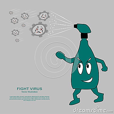 Vector illustration fight virus with spray Vector Illustration