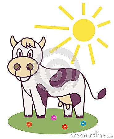 Cow in the meadow Vector Illustration