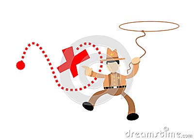 america cowboy and exploration treasure cross mark cartoon doodle flat design vector illustration Vector Illustration