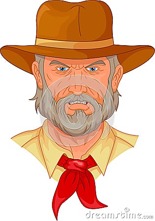 Cowboy head cartoon Vector Illustration