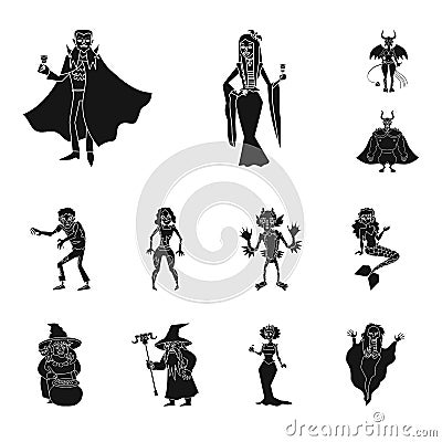Vector design of creature and devilry sign. Set of creature and halloween stock symbol for web. Vector Illustration