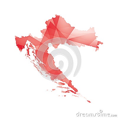 Vector illustration of Croatia map with red colored geometric shapes Vector Illustration