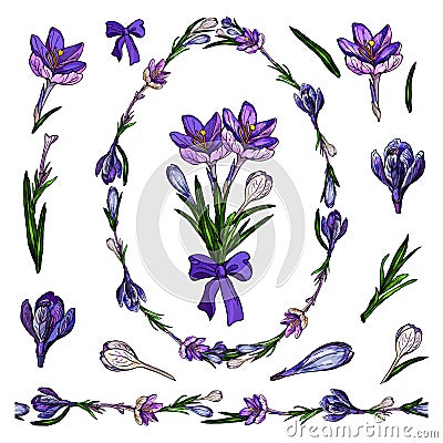 Vector illustration of crocus tangle in shape of egg with endless horizontal brush Vector Illustration