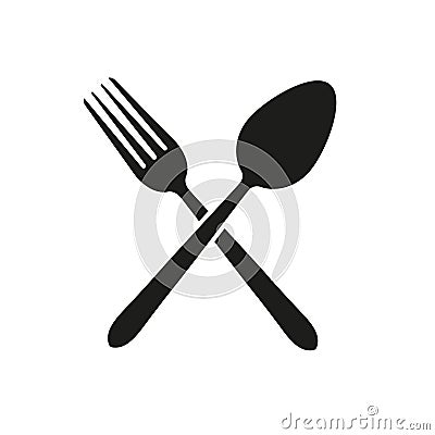 Vector illustration of crossed fork and spoon. Isolated. Vector Illustration