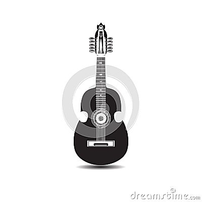 Vector illustration of cuatro, Latin American black and white guitar Vector Illustration