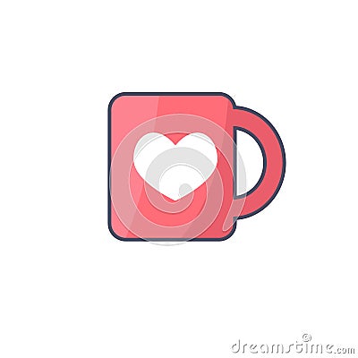 vector illustration cup and heart icon flat design Vector Illustration