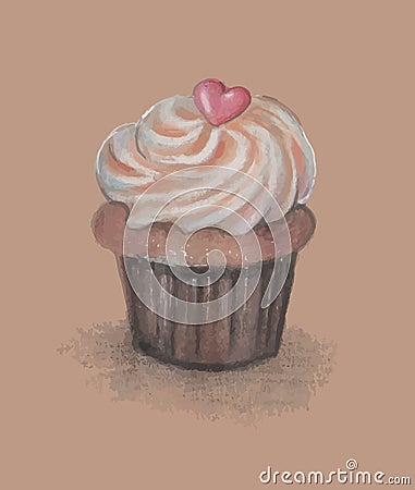 Vector illustration of a cupcake. Stylized hand drawing pencil Vector Illustration