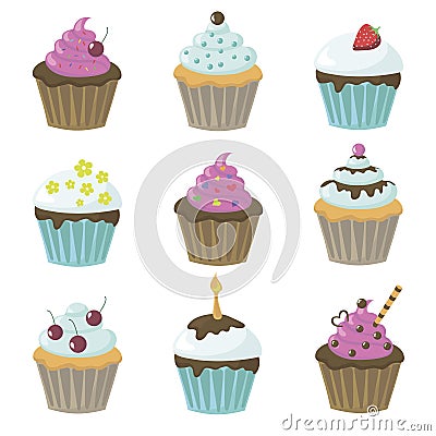vector illustration with cupcakes Cartoon Illustration