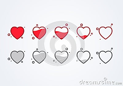 Vector illustration customer review feedback 5 Hearts rating or ranking concept. Vector Illustration