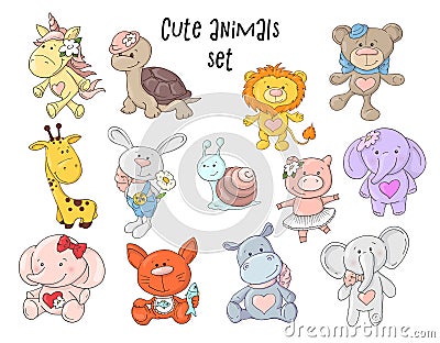 Vector illustration of cute animals set Vector Illustration