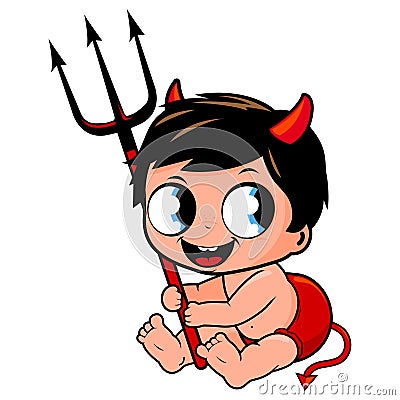 Baby boy in Halloween devil costume. Vector illustration Vector Illustration