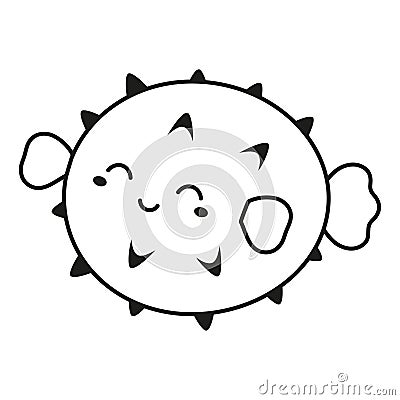 vector illustration of cute blowfish in contouring Vector Illustration
