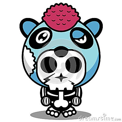 zombie panda animal bone costume Vector Illustration