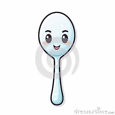 Cute Cartoon Spoon With Funny Smiling Eyes Vector Illustration Cartoon Illustration