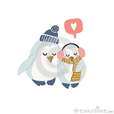 Vector illustration - cute penguins in love Vector Illustration