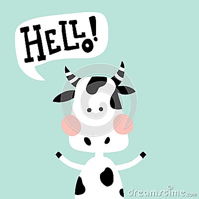 Waving cow Vector Illustration