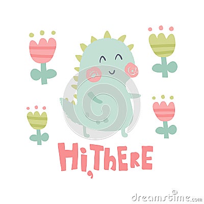 Hi there dino Vector Illustration